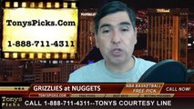 Denver Nuggets vs. Memphis Grizzlies Pick Prediction NBA Pro Basketball Odds Preview 3-31-2014