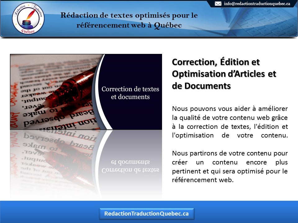 Rédaction de textes optimisés pour le référencement web à Québec