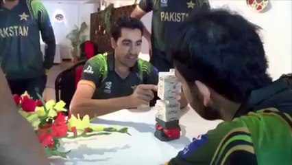 Sohaib Maqsood & Umar Gul playing a game of Jenga
