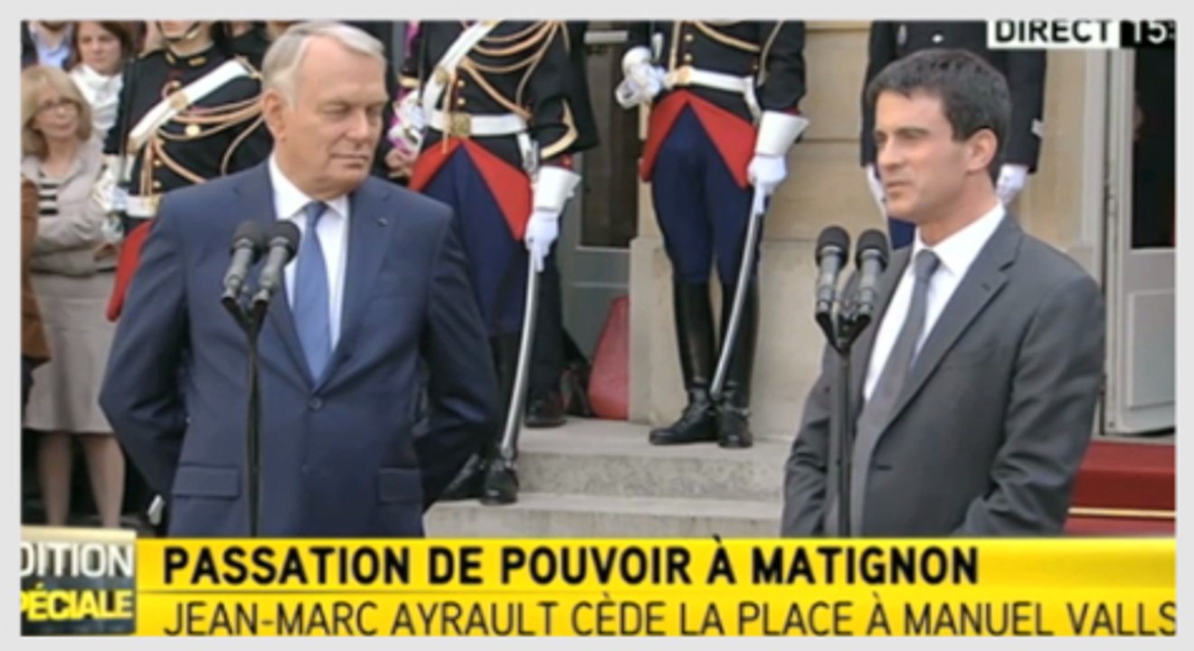Passation de pouvoir entre Valls et Ayrault à Matignon