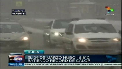 La nieve regresa a Moscú tras un inicio de primavera soleado