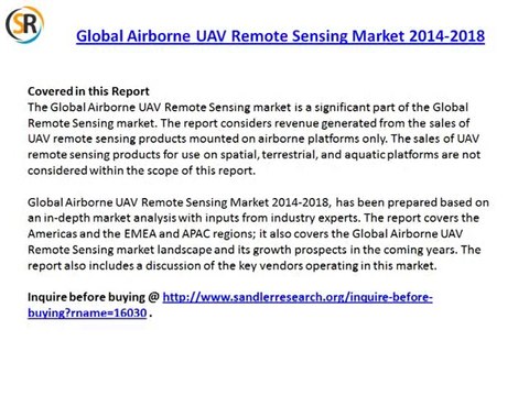 Global Airborne UAV Remote Sensing Market Research Report 2014-2018