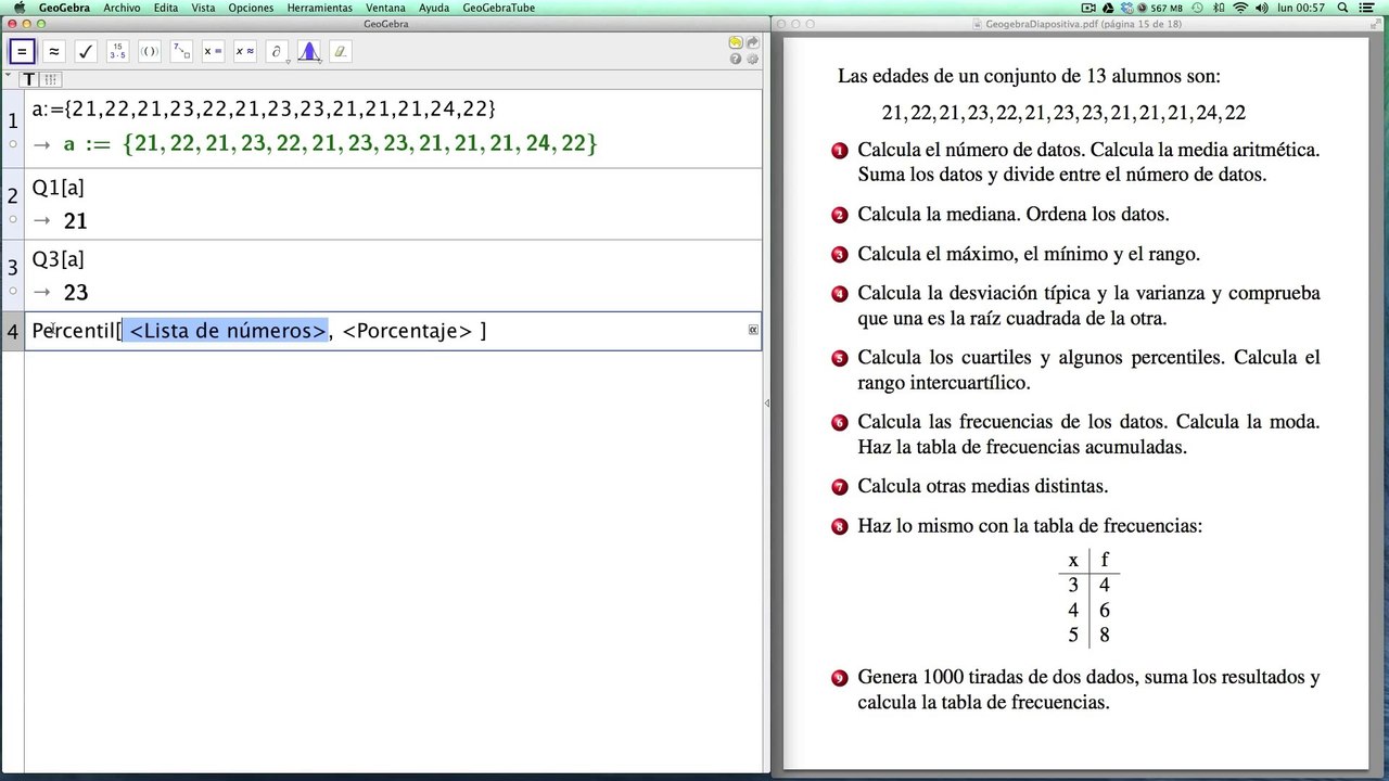 15 Geogebra CAS y Matemáticas Estadística