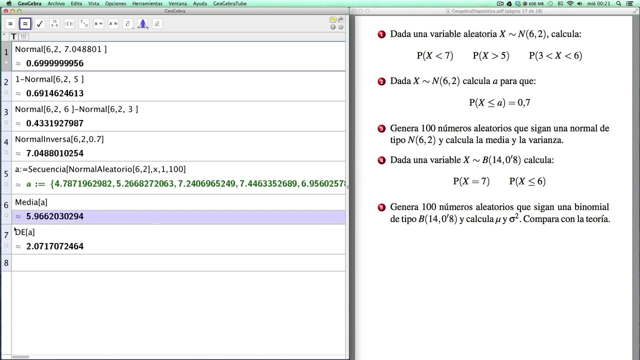 17 Geogebra CAS y Matemáticas Probabilidad