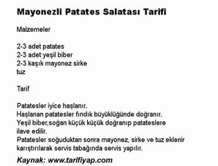 Mayonezli Patates Salatası Tarifi