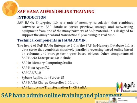 Sap HANA ADMIN experts online training | HANA ADMINCLASSES-certification in CANADA