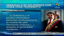 Venezuela se solidariza con Chile tras devastador terremoto