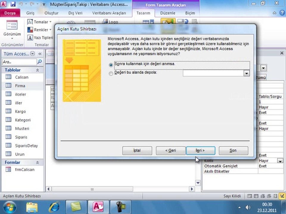 Access ile Müşteri ve Sipariş Takip Programı Uygulaması-10