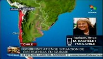 Michelle Bachelet evalúa los daños por el sismo en Chile