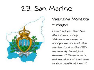 Eurovision Song Contest 2014: top 37 with comments (from Italy)