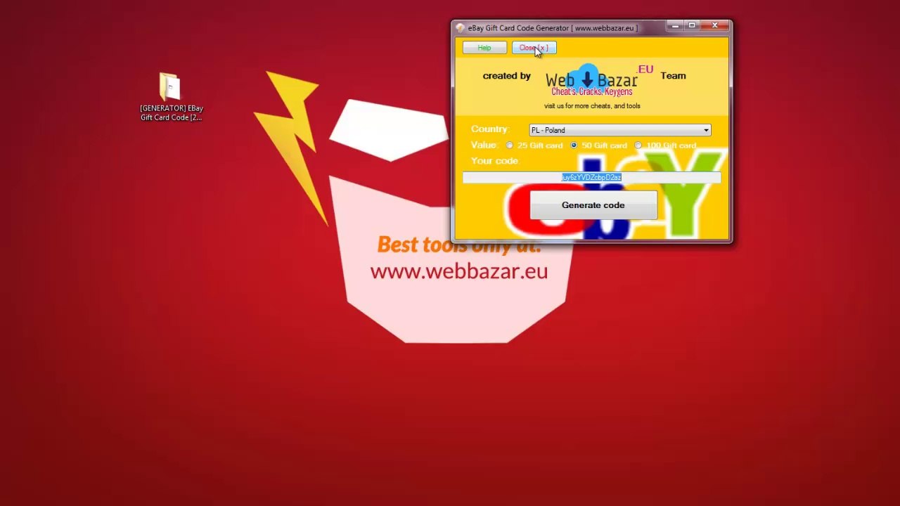 Generator Ebay Gift Card Code 2013 All Countries Working