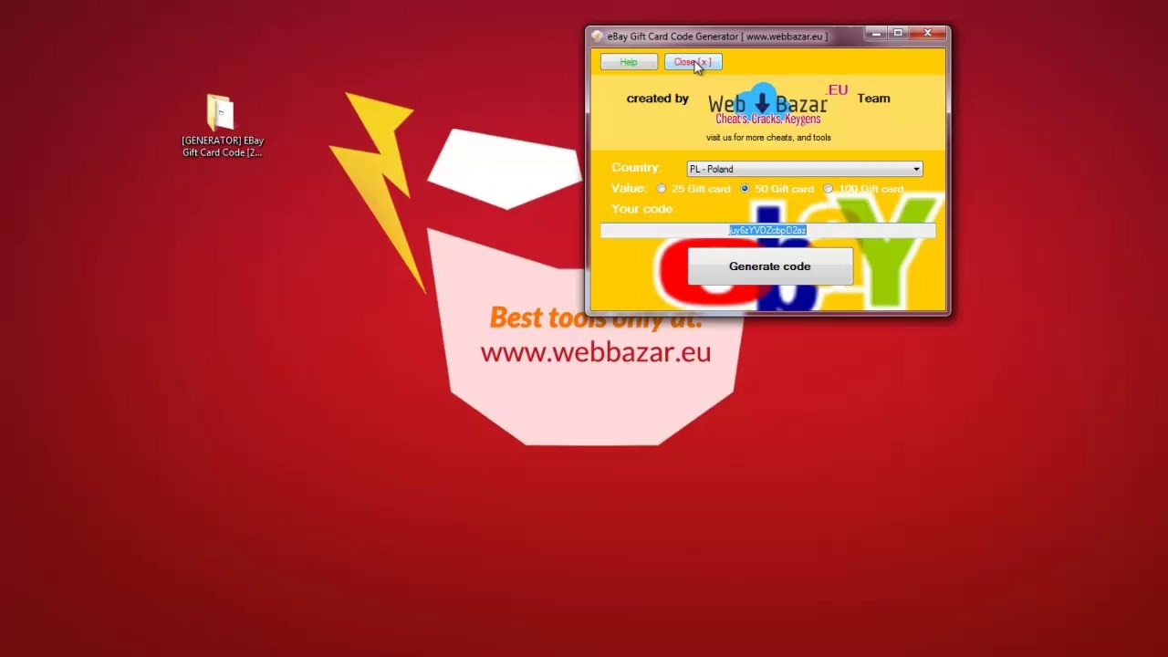 [GENERATOR] EBay Gift Card Code [2013 - ALL COUNTRIES - WORKING!]