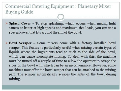 Commercial Catering Equipment : Planetary mixer : Buying Guide