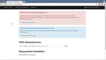 TRAC Üye Yazılımı ve Üye Kaydı Yapılması
