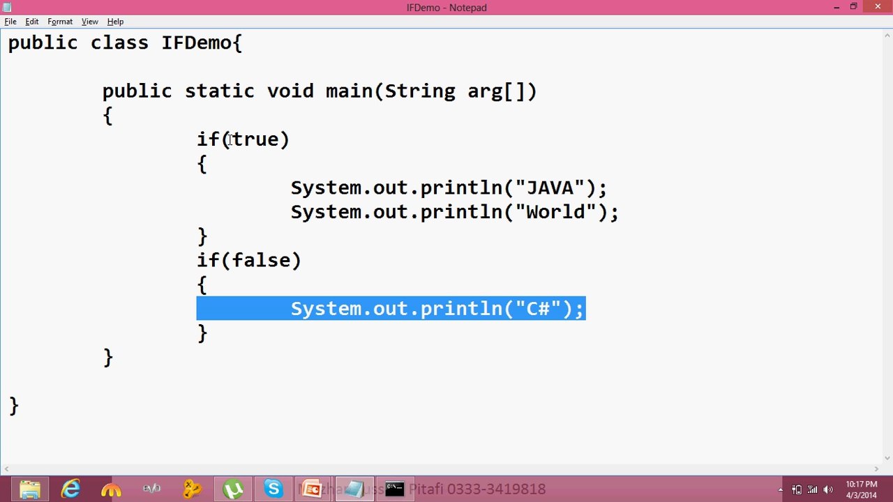 java programming tutorial 13 condition if statement  in (sindhi)