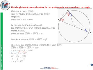 Pourquoi le triangle construit sur un diamètre est rectangle?