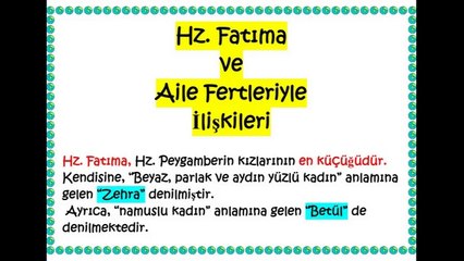 HZ. FATIMA (R.A. - Peygamberimizin Kızı)