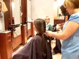 hair cut for a hair donattion so gets ponytail chopped 2