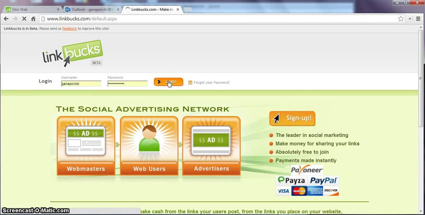 Gana por un clic al dia con LinkBucks