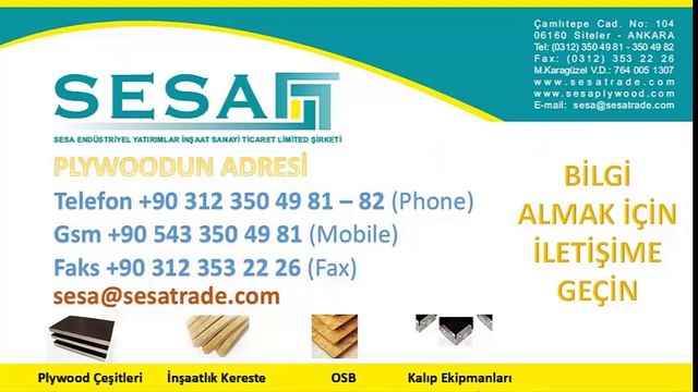 Filmli Plywood - Sesa Plywood +90 312 350 49 81 sesaplywood.com