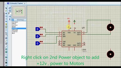 L293 Motor driver - demo with Proteus simulator