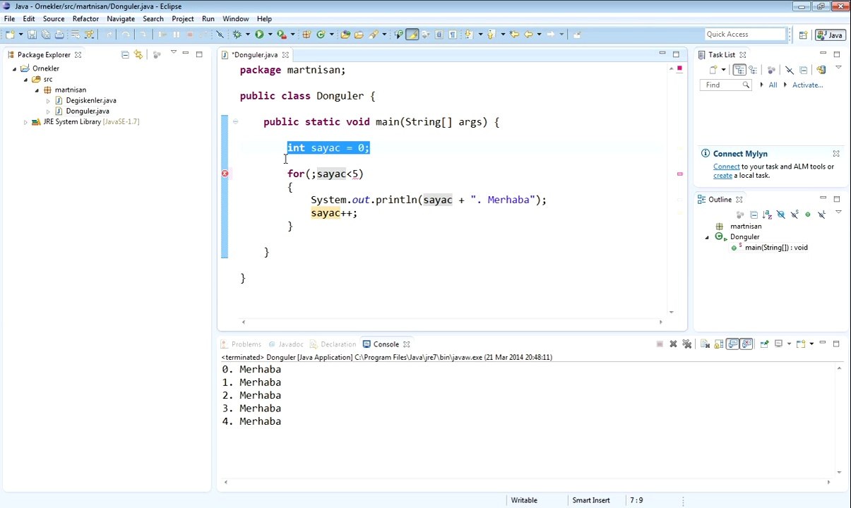 for ve while döngü komutları (Java Programlama Dili)