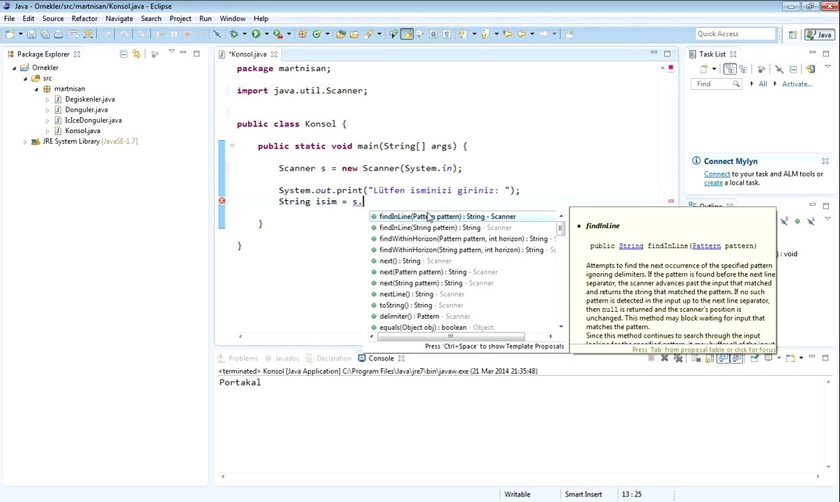 Konsol (console) ekrandan veri alma (Java Programlama Dili)