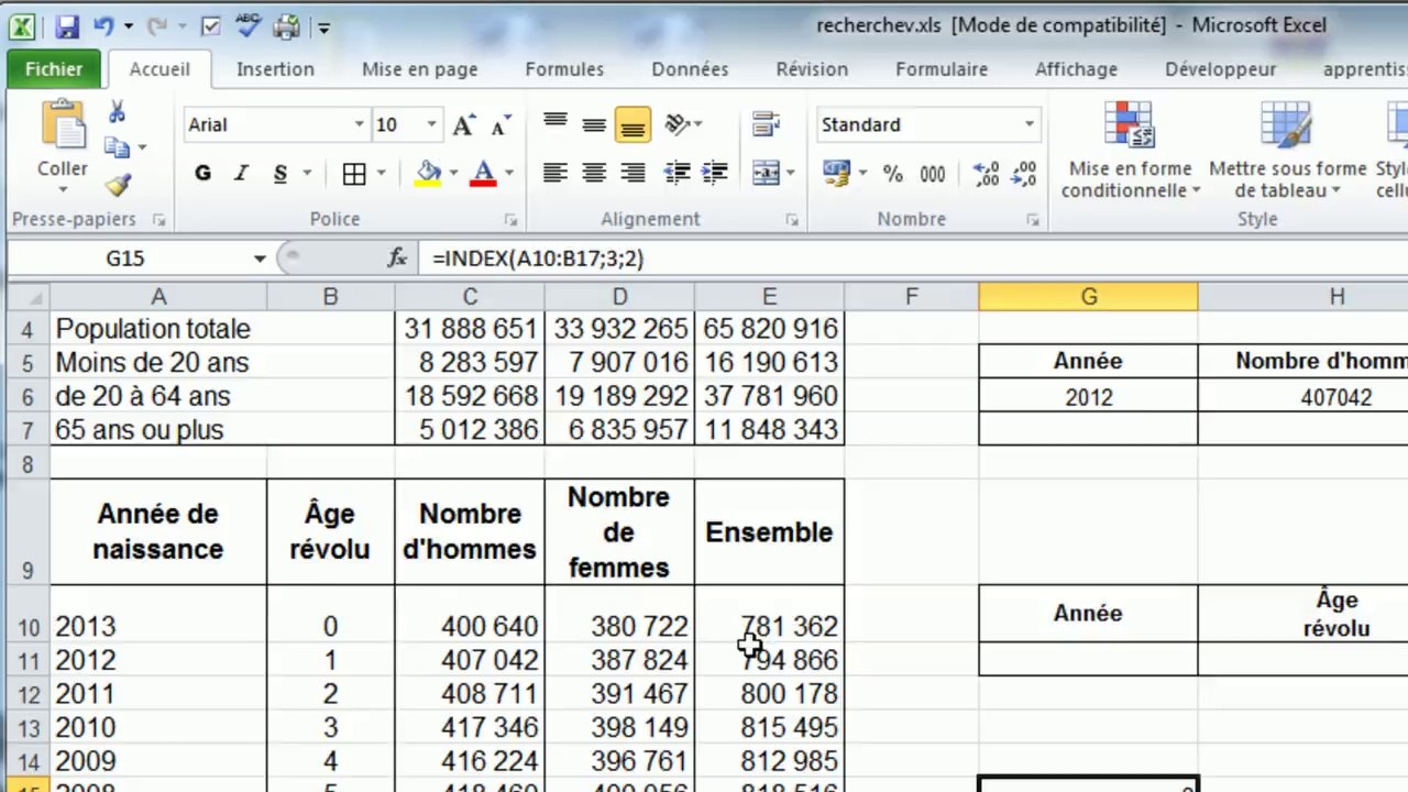 [Excel] Formule de recherche avec les fonctions index & equiv