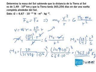 Ejercicio campo gravitatorio, calcula masa del sol