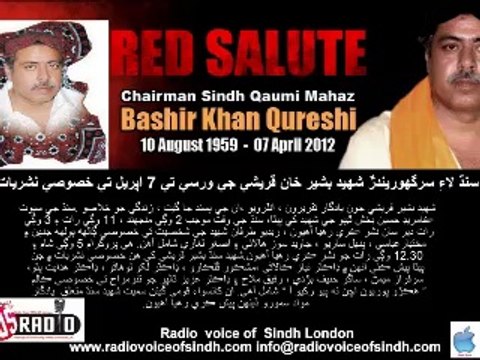 Comments on Bashir Khan Qureshi inSpecial Transmission of Anniversary By Radio Voice of Sindh London Part 2