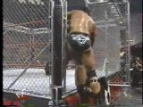 the rock vs triple H (steel cage match)