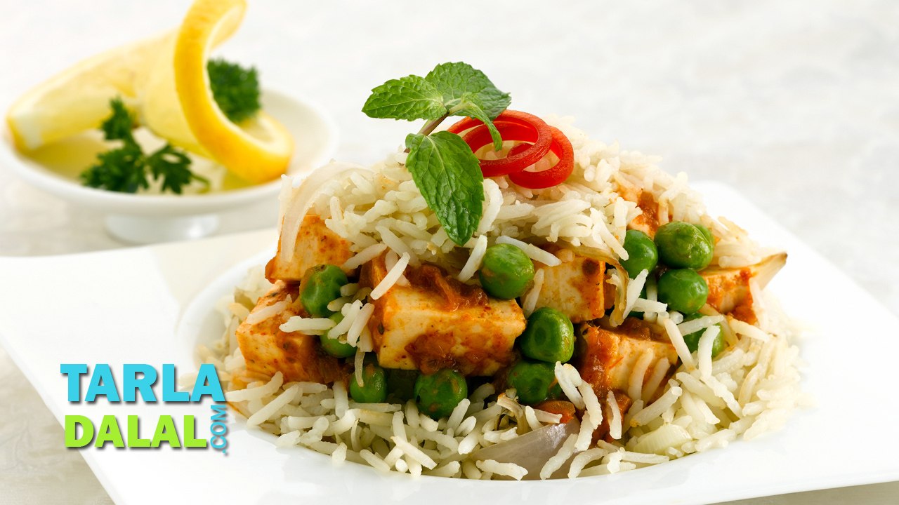 Paneer Mutter Biryani by Tarla Dalal