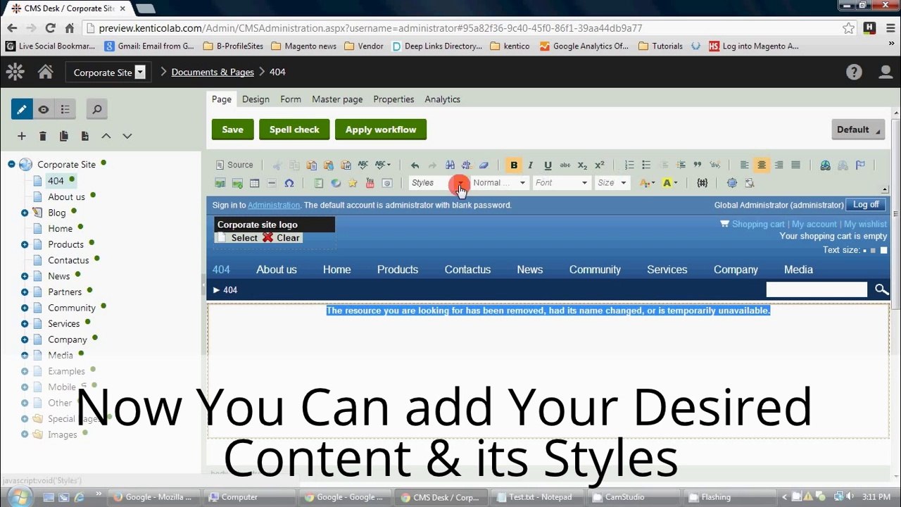 How to add Custom 404 Page in Kentico 8 - Ray Business Technologies
