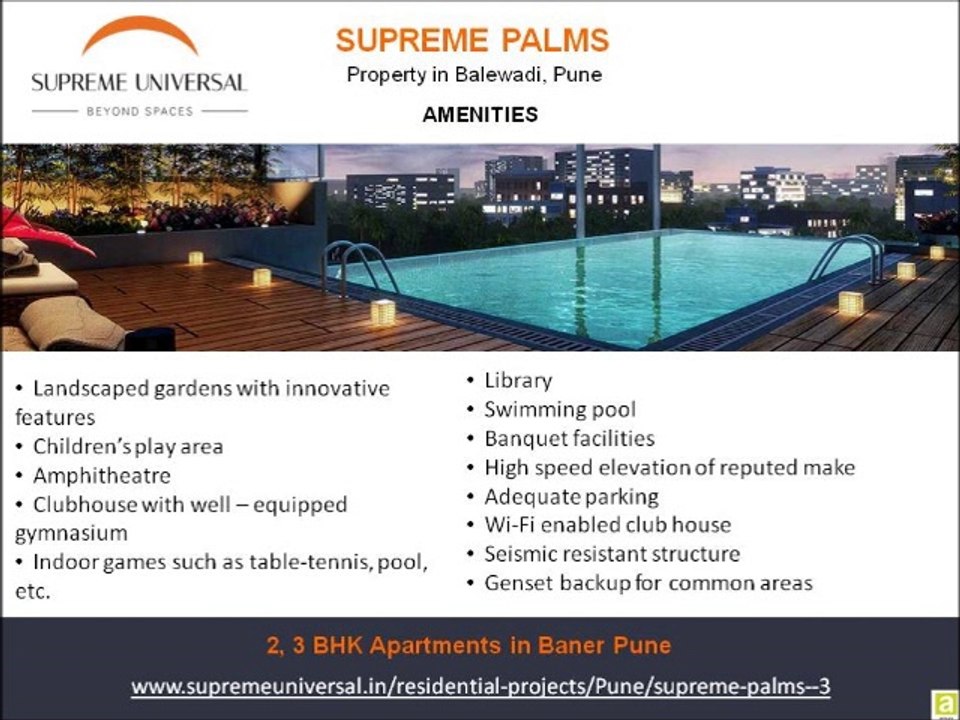 Supreme Palms - 2, 3 BHK Flats in Balewadi near Baner, Pune