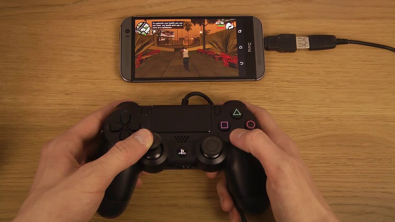 GTA San Andreas HTC One M8 PS4 Controller Gameplay Test