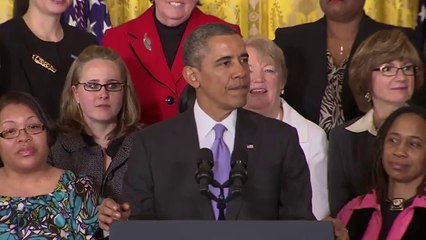 Obama: &apos;It&apos;s nice to have a day, but it&apos;s even better to have equal pay&apos;