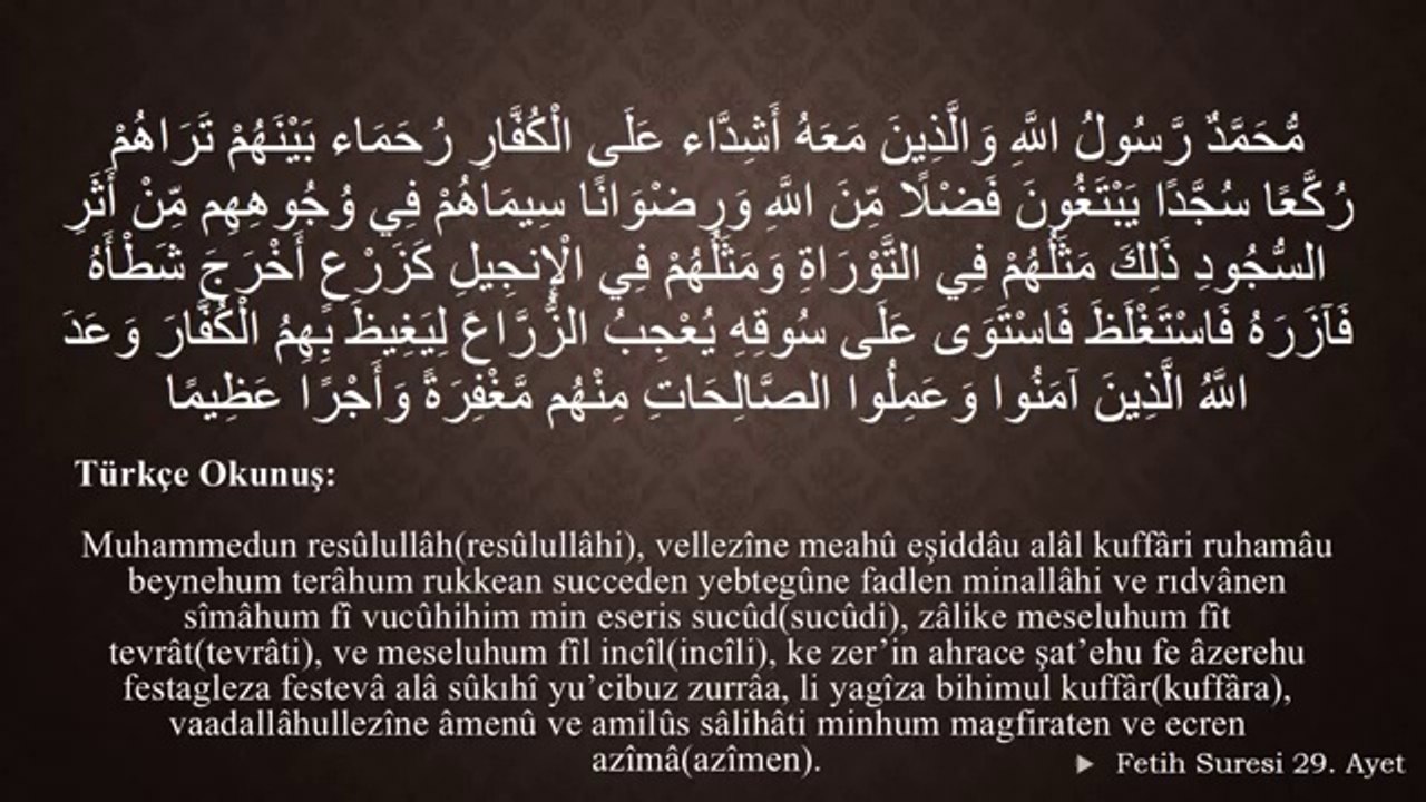 Lekad SadakallahüFetih Suresinin Son Üç Ayeti (Lekad Sadakallahü