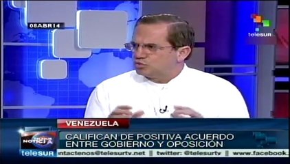 Positivo, acuerdo entre gob. y oposición de Venezuela: Patiño