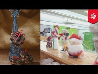 Homemade Christmas chocolate donuts