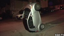 Vandals Flip Over Smart Cars In San Francisco