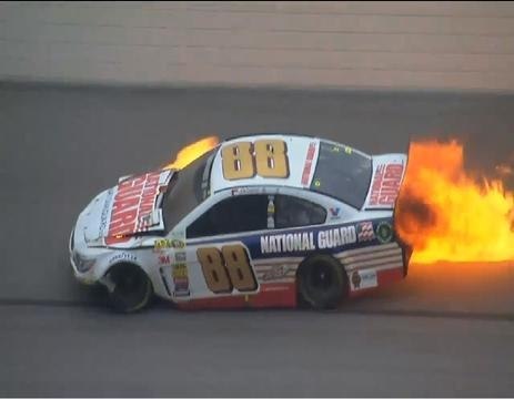 On Fire ! NASCAR Sprint Cup 2014 - Dale Earnhardt Jr. Hard Crash - Texas