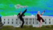Couple Dancing  a can can in front of the White House