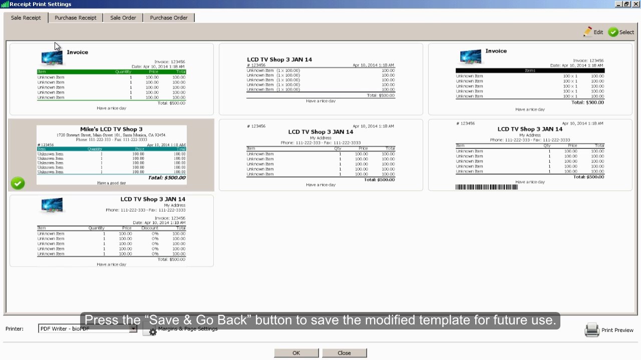 TradeMeters POS v3.3 Sales Receipt Settings and Customization