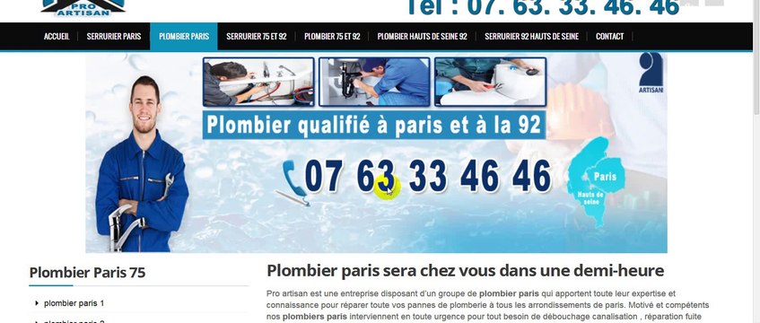 Un plombier à Paris 75 et hauts de seine 92