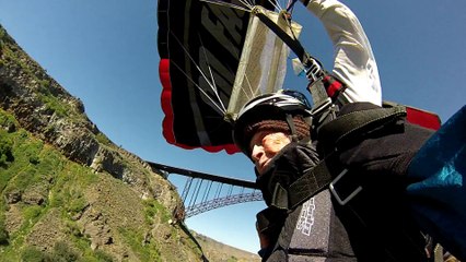 102 year old Dorothy Custer does a base jump