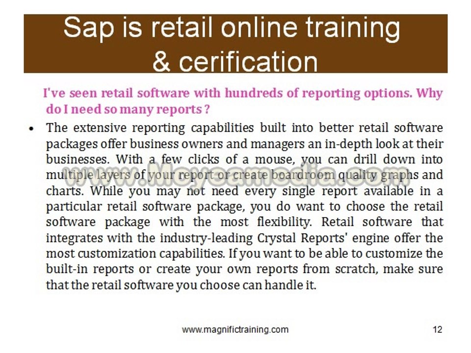 sap is retail online training & cerfication