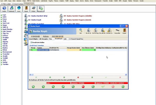 WOLVOX ERP Banka Kaydı