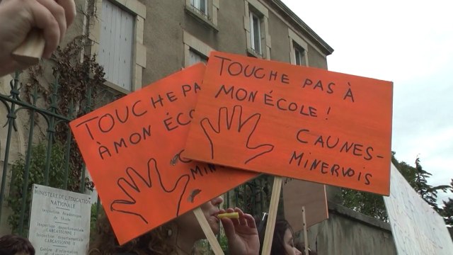 Les parents d'élèves de l'école de Caunes Minervois mobilisés contre une fermeture de classe :