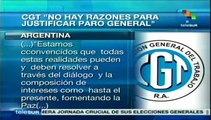 CGT de Argentina dice que no hay razones para protestas obreras