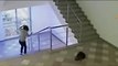 Brutal Fall Over Stair Railing